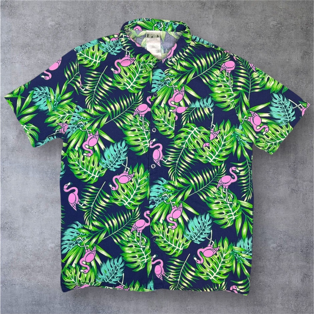 IML Isaac Morris Flamingo Shirt L Tropical Cotton Rayon NY